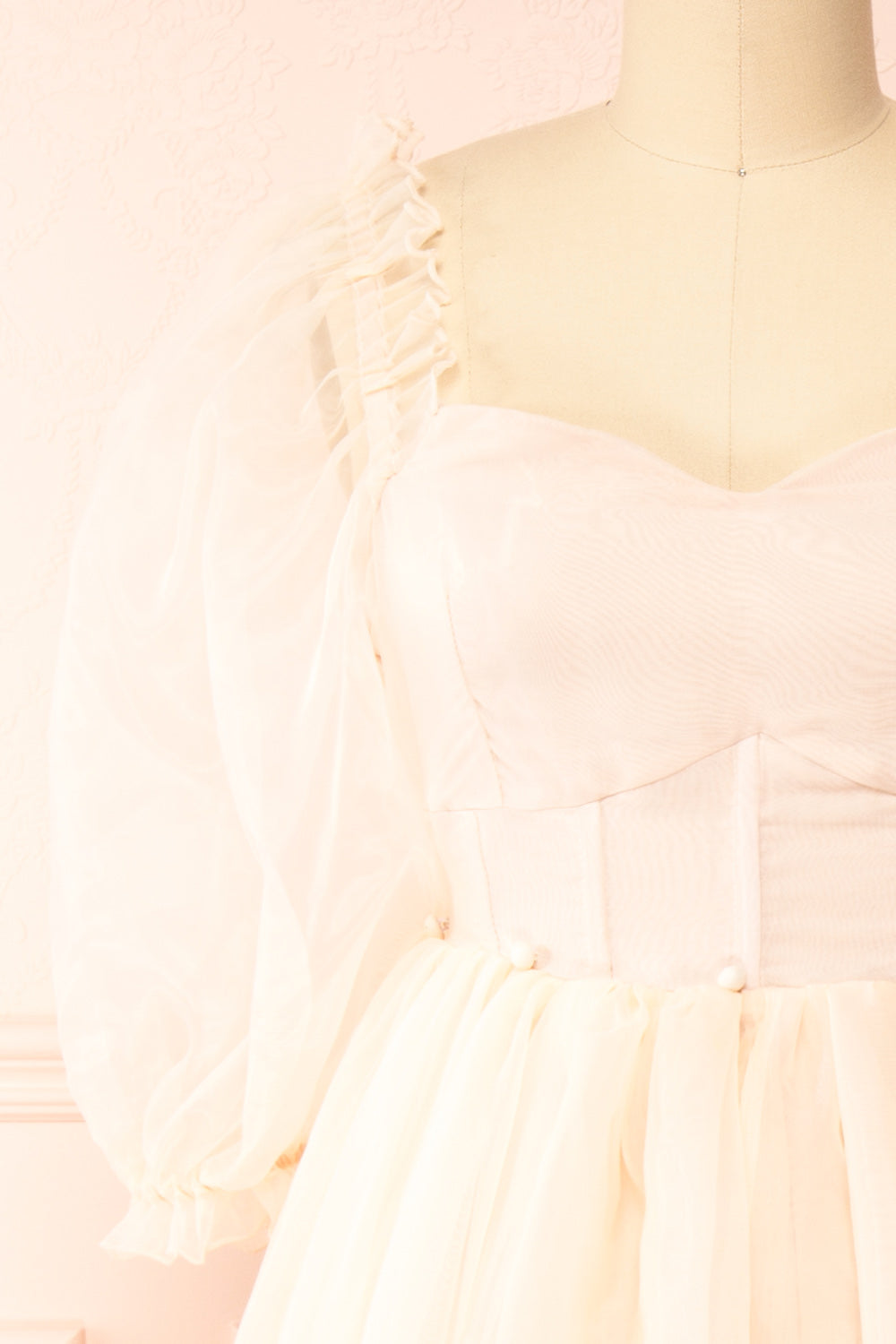 Amore Light Pink Tulle Midi Dress | Boutique 1861 front close-up