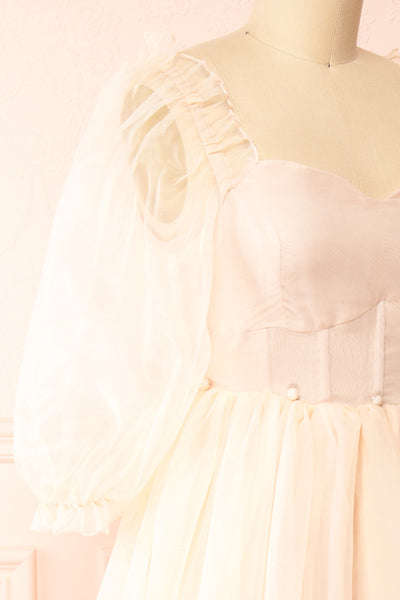 Amore Light Pink Tulle Midi Dress | Boutique 1861 side close-up