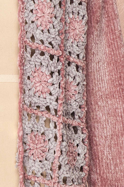 Ampelle Pink Chenille Cardigan | Cardigan Rose fabric close up | Boutique 1861