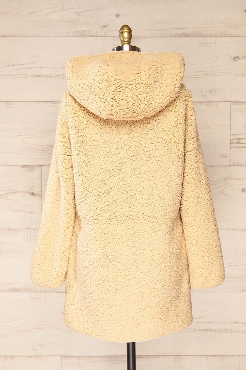 Amstelveen Beige Fleece Coat w/ Hood and Pockets | La petite garçonne back view