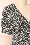 Anastasia Black Short Floral Dress | Boutique 1861 side close-up