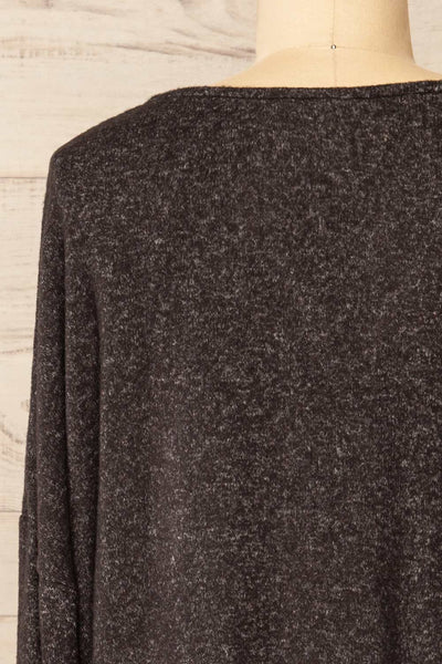 Ancone Grey V-Neck Sweater | La petite garçonne back close-up