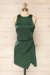 Andalouise Short Green Satin Dress | La petite garçonne front view