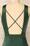 Andalouise Short Green Satin Dress | La petite garçonne back close-up