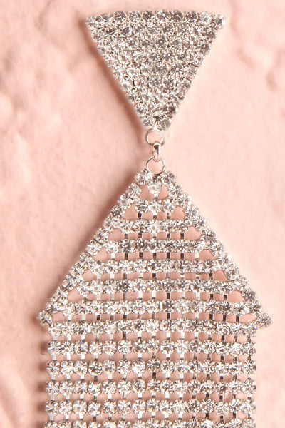 Andao Argent Silver Statement Crystal Pendant Earrings close-up | Boutique 1861