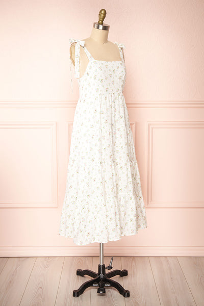 Anadara White Floral Layered Midi Dress | Boutique 1861 side view