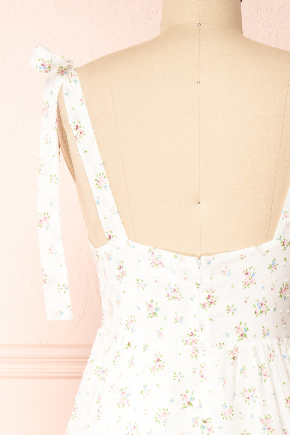 Anadara White Floral Layered Midi Dress | Boutique 1861 back close-up