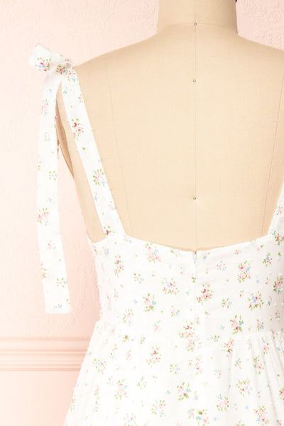 Anadara White Floral Layered Midi Dress | Boutique 1861 back close-up
