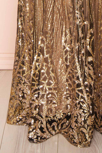 Andra Black Plunging Neckline Sparkling Maxi Dress | Boutique 1861 bottom