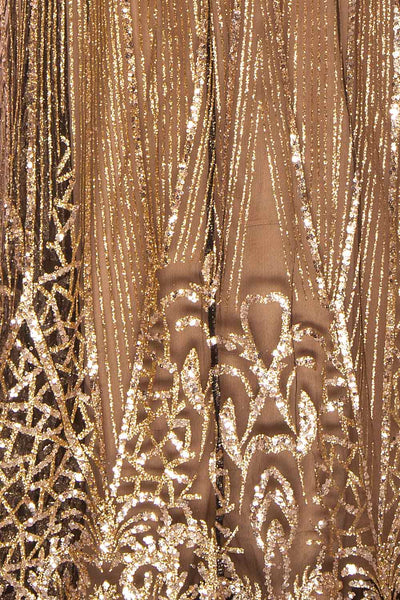 Andra Black Plunging Neckline Sparkling Maxi Dress | Boutique 1861 fabric