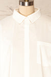 Andrino White Oversized Button-Up Shirt | La petite garçonne front close up