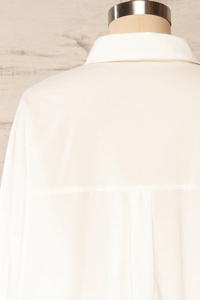 Andrino White Oversized Button-Up Shirt | La petite garçonne back close up