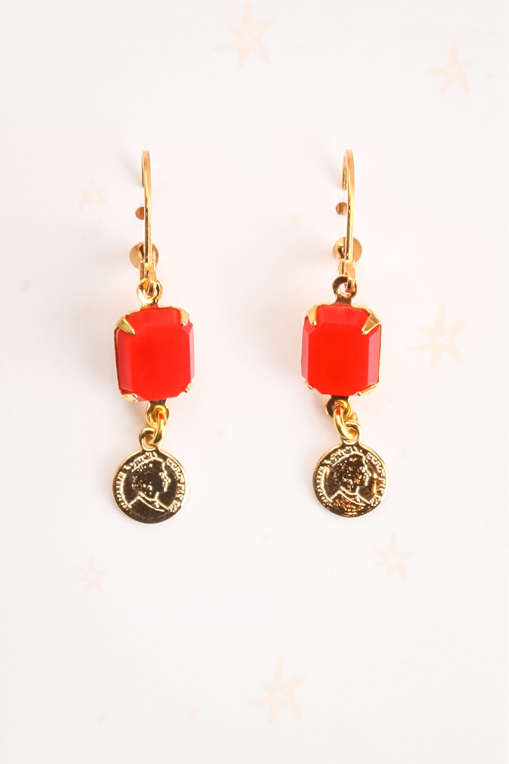 Andriola Grillo Red & Golden Pendant Earrings | La Petite Garçonne