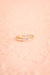Andriy Or Golden Crystal Studded Ring flat view | Boudoir 1861