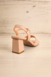 Anelie Beige Block Heeled Sandals | La petite garçonne back view
