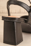 Anelie Black Block Heeled Sandals | La petite garçonne back close-up