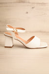Anelie White Block Heeled Sandals | La petite garçonne side view