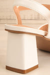 Anelie White Block Heeled Sandals | La petite garçonne back close-up