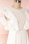 Angeline White Maxi Openwork Bridal Dress side close up | Boudoir 1861