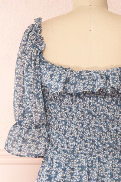 Angie Blue Floral Dress | Boutique 1861 back close-up