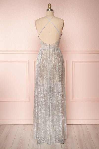 Anice Silver Glittery Dress | Robe Argent | Boutique 1861 back view