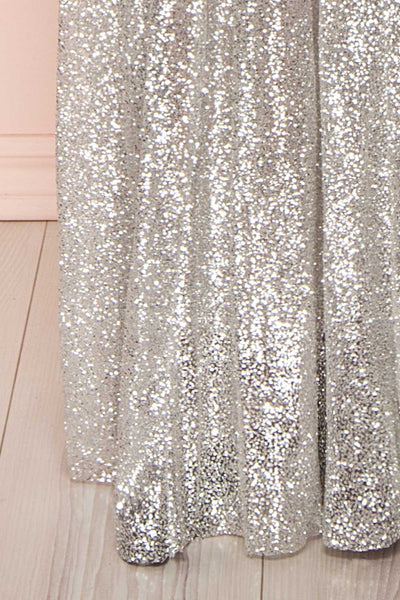 Anice Silver Glittery Dress | Robe Argent | Boutique 1861 bottom close-up