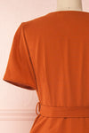 Anichka Orange Midi Dress w/ Buttons | Boutique 1861 back close-up