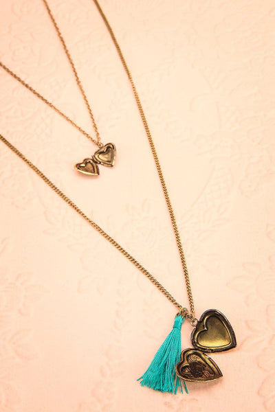 Anima Or - Double golden locket and tassel necklace