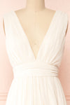 Animos Cream V-Neck Maxi Dress | Boudoir 1861 front close-up