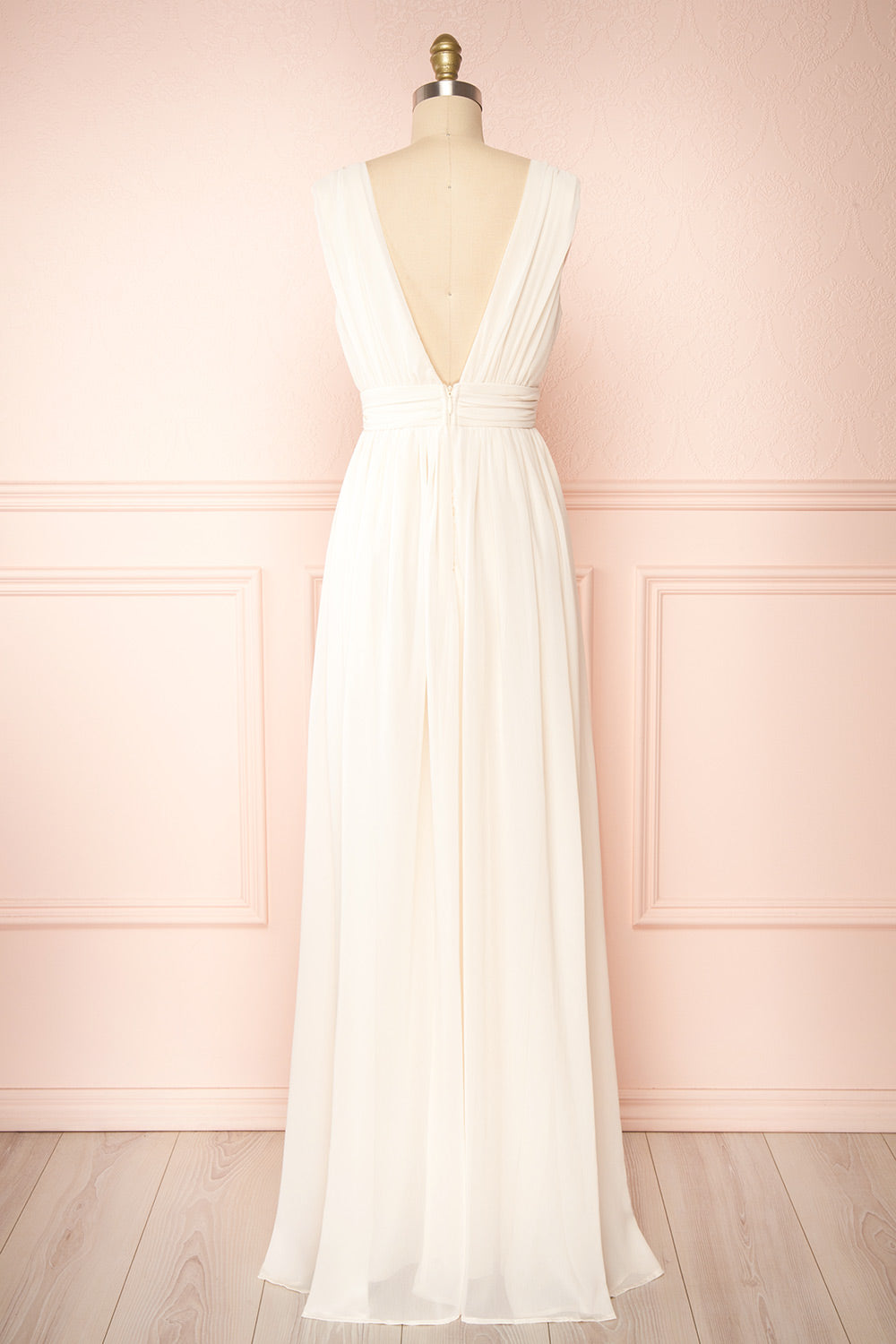 Animos Cream V-Neck Maxi Dress | Boudoir 1861 back view