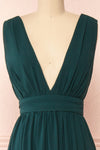 Animos Emerald V-Neck Maxi Dress | Boudoir 1861 front close-up