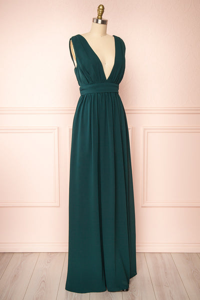Animos Emerald V-Neck Maxi Dress | Boudoir 1861 side view