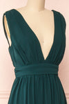 Animos Emerald V-Neck Maxi Dress | Boudoir 1861 side close-up