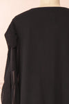 Anisha Black Wide Long Sleeve Dress w/ Frills | Boutique 1861 back close-up