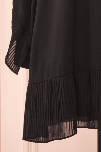 Anisha Black Wide Long Sleeve Dress w/ Frills | Boutique 1861 bottom