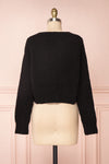Anja Black Fuzzy Knit Button-Up Cardigan | Boutique 1861 back view
