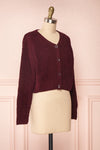 Anja Burgundy Fuzzy Knit Button-Up Cardigan | Boutique 1861 side view