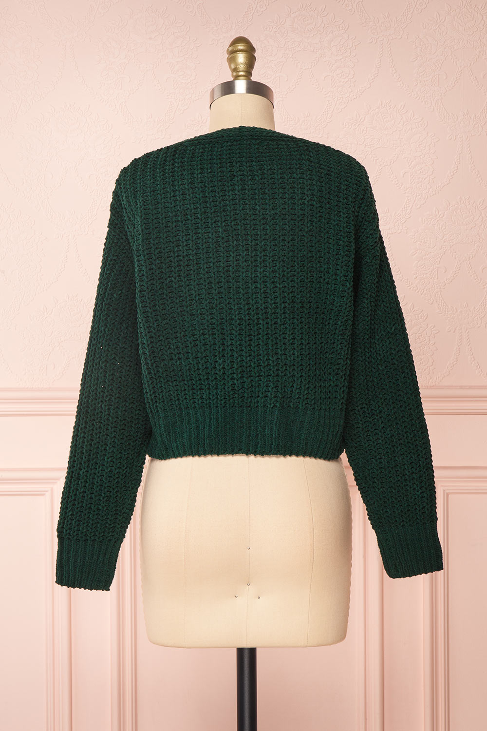 Anja Green Fuzzy Knit Button-Up Cardigan | Boutique 1861 back view 