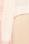 Anja Ivory Fuzzy Knit Button-Up Cardigan | Boutique 1861 bottom close-up