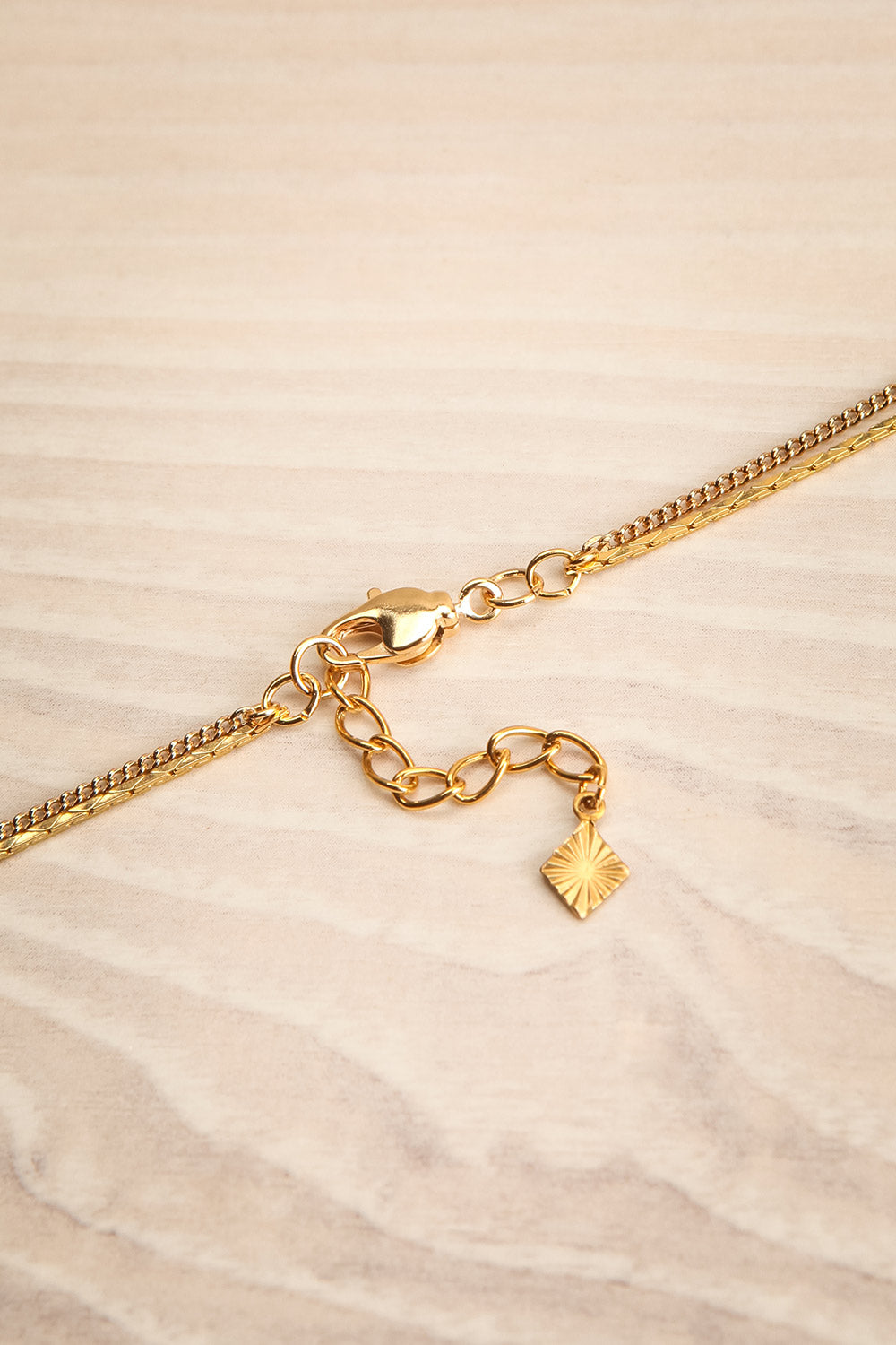 Ann Blyth Golden & Blush Pendant Necklace closure close-up | Boutique 1861