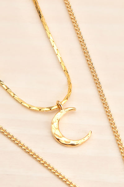 Ann Blyth Navy Gold Pendant Necklace | Boutique 1861 moon close-up