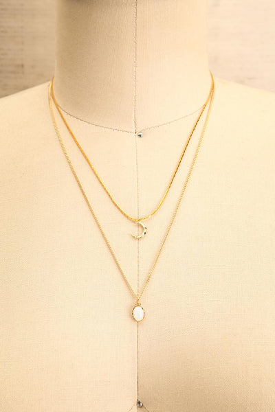 Ann Blyth White Golden Pendant Necklace | Collier | Boutique 1861