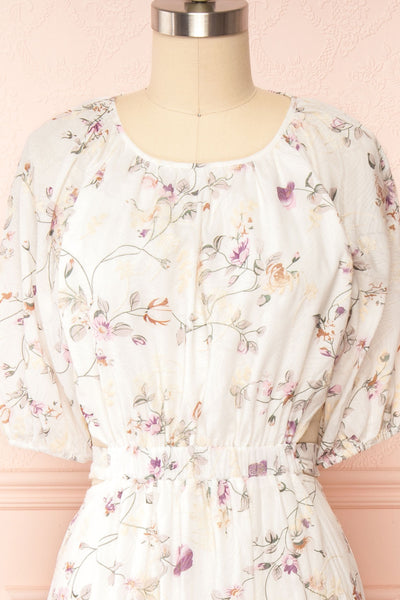 Annabeth Semi-Open Back Floral Midi Dress | Boutique 1861  front close up