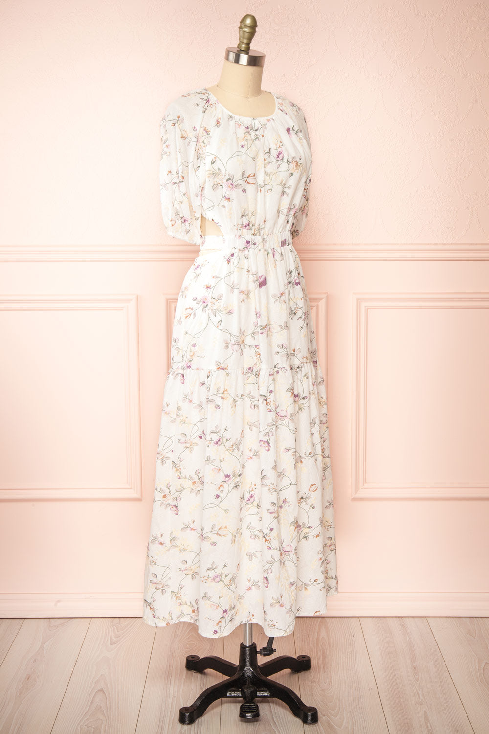 Annabeth Semi-Open Back Floral Midi Dress | Boutique 1861  side view