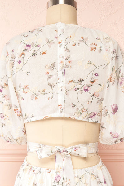 Annabeth Semi-Open Back Floral Midi Dress | Boutique 1861  back view close up