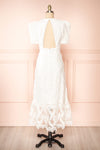 Annais White Midi Dress w/ Shimmery Embroidery | Boutique 1861 back view
