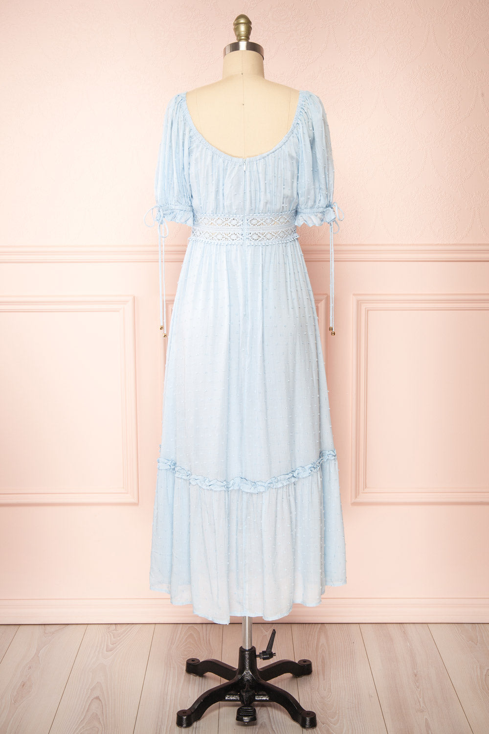 Annatha Short Sleeve Blue Midi Dress | Boutique 1861  back view