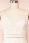 Anne-Marie White & beige Wide-Leg Lace Jumpsuit | Boutique 1861  front close up