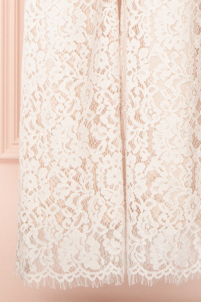 Anne-Marie White & beige Wide-Leg Lace Jumpsuit | Boutique 1861  fabric