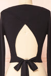 Anny Black Ribbed Long Sleeve Crop Top w/ Open Back | Boutique 1861 back close-up